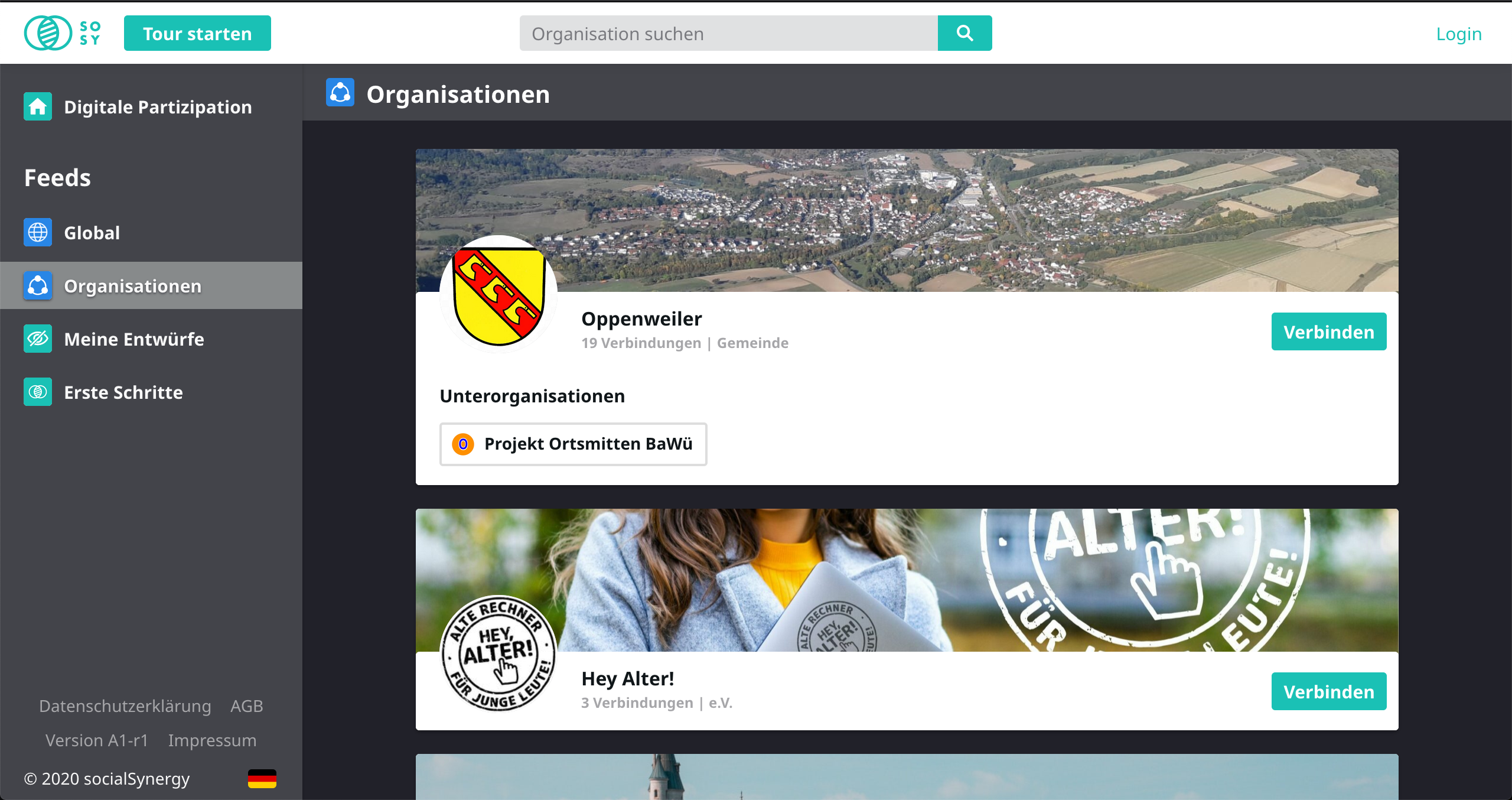 Screenshot SocialSynergy Plattform